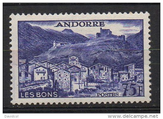 P460.-. FRENCH ANDORRE .-. 1955-1958 - SC #: 142 . MVLH .-.  VILLAGE OF LES BONS .-.SCV: US$ 50.00 - Usados