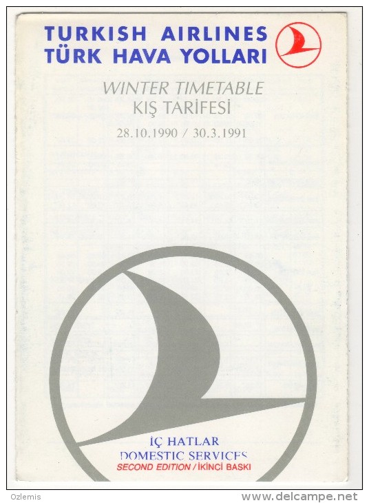 TURQUIE,TURKEI TURKEY TURKISH AIRLINES THY. WINTER TIMETABLE - Tijdstabellen