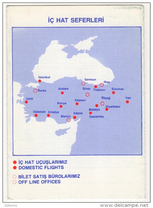 TURQUIE,TURKEI TURKEY TURKISH AIRLINES THY. WINTER TIMETABLE - Zeitpläne