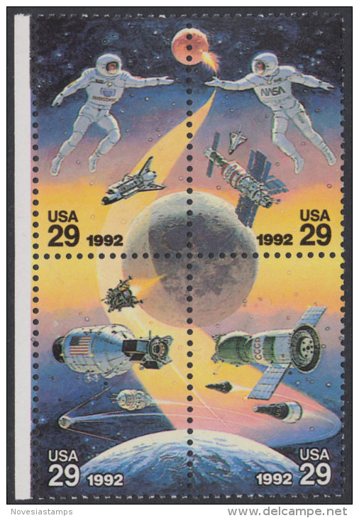 !a! USA Sc# 2631-2634 MNH BLOCK W/ Left Margins - Space Accomplishments - Nuovi