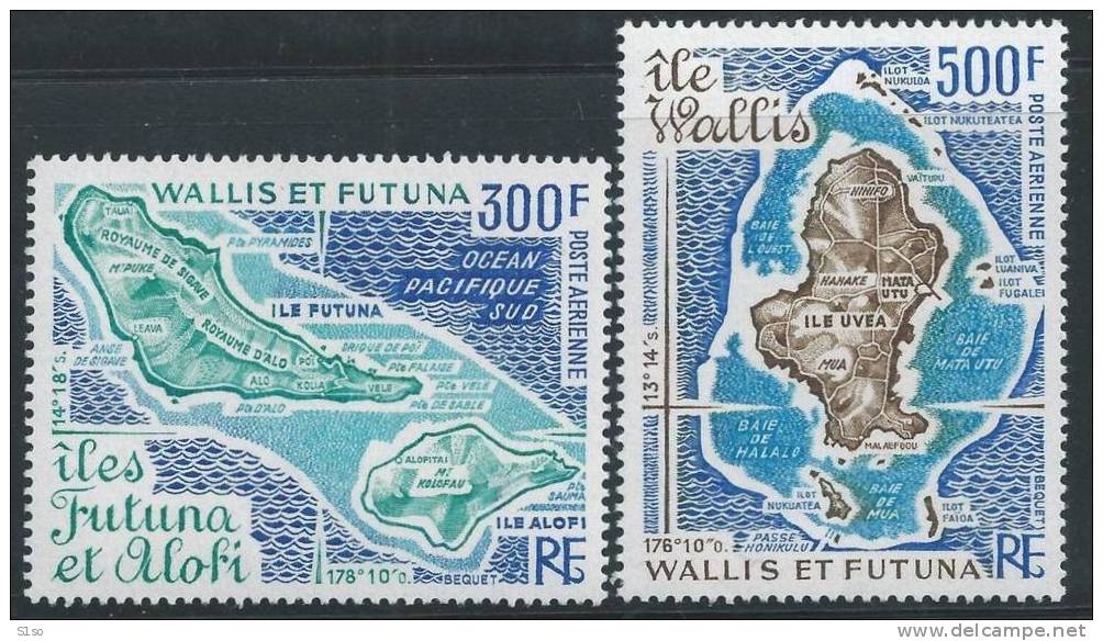 WALLIS Et FUTUNA 1978   Poste Aerienne  PA 80 Et 81 Neufs Sans   Charniere ** Cartes Des Iles - Unused Stamps