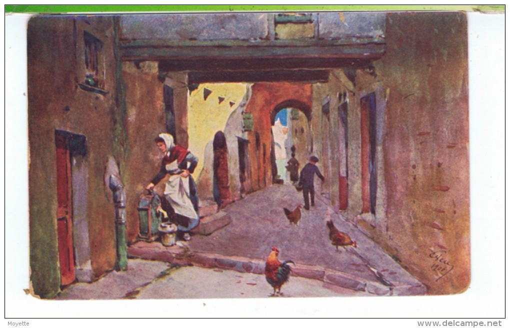 CPA-ILLUSTRATEURS-CYEU 1900-UNE VIEILLE RUE A MENTON- - Lessieux