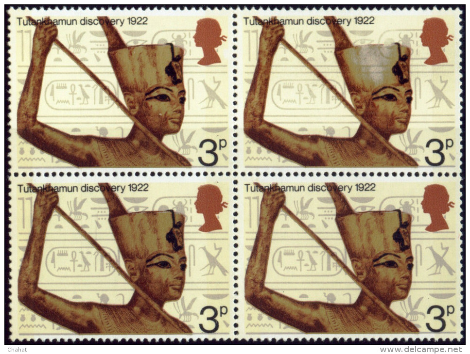 HISTORY-DISCOVERY OF TUTENKHAMUN-BLOCK OF 4-VARIETY-GB-MNH-B3-830 - Egittologia