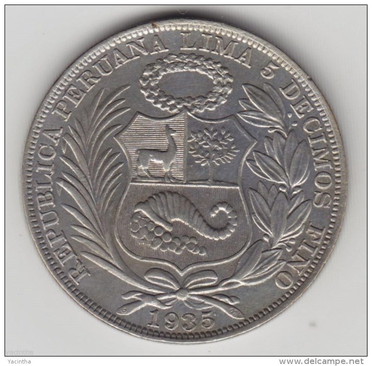 @Y@     Peru - Un Sol 1935  Silver. (item 2892 ) - Peru