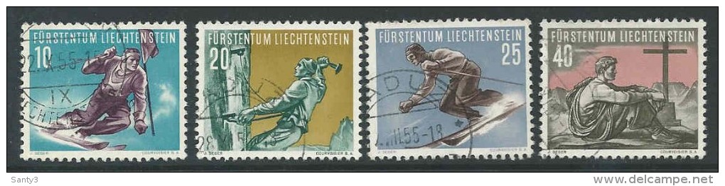 Liechtenstein, Mi 334-37 Jaar 1955, Gestempeld, Sport, Cote  36,00 Euro à 20 %, Zie Scan - Oblitérés