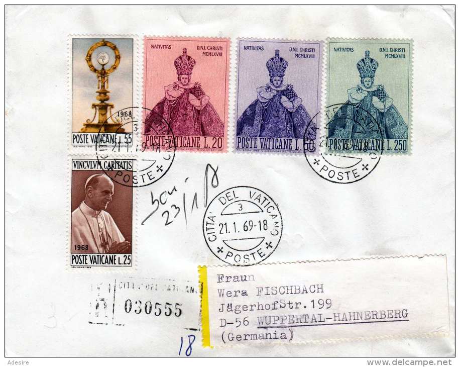 VATICAN Brief Mit Schöner 5 Fach Frankierung Gel.1969 V. Vatican &gt; Wuppertal-Hahnerberg - Briefe U. Dokumente