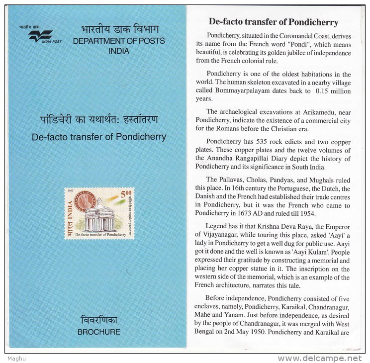 Info.,  Independence Of Pondicherry, De-facto Transfer Golden Jubilee, History, India 2005 - Autres & Non Classés