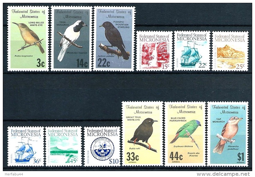 Micronesia     "Birds-etc."      Set    SC#  31-39-C34-36     MNH** - Micronesia