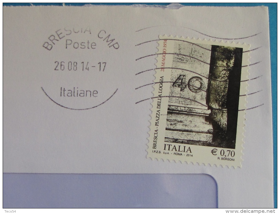 Storia Postale ITALIA 2014 40° BRESCIA PIAZZA DELLA LOGGIA - Annullo 2014 - 2011-20: Storia Postale