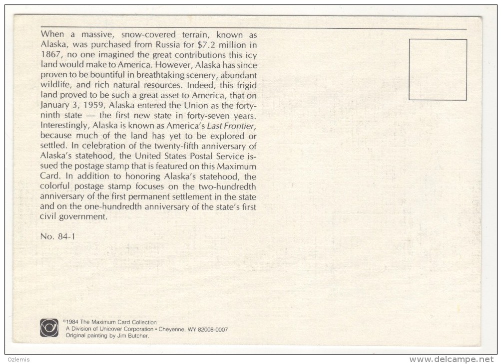 1984 FAIRBANKS ALASKA  FIRST DAY MAXIMUM CARDS - Cartes-Maximum (CM)