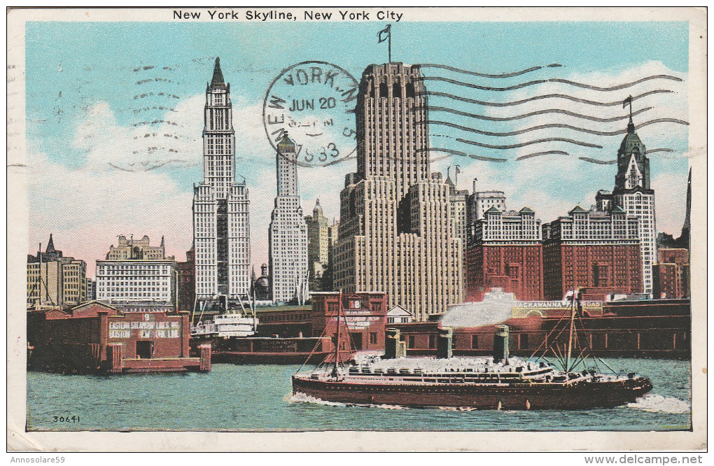 CARTOLINA: NEW YORK SKYLINE - NEW YORK CITY - VIAGGIATA - F/P - B/N - LEGGI - Andere Monumenten & Gebouwen