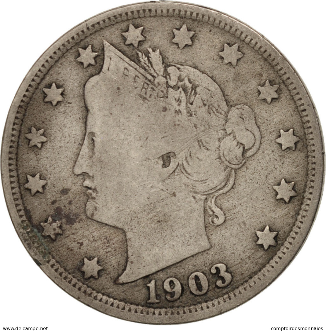 Monnaie, États-Unis, Liberty Nickel, 5 Cents, 1903, U.S. Mint, Philadelphie - 1883-1913: Liberty (Liberté)