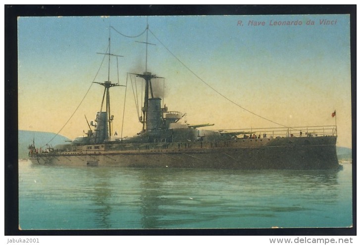 MILITARY SHIP MARINA MILITARE ITALY R. NAVE LEONARDO DA VINCI OLD POSTCARD #078 - Guerra