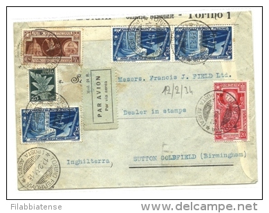 1934 - Italia Regno - Lettera Timbro Torino Via Aerea   5/39 - Poststempel (Flugzeuge)