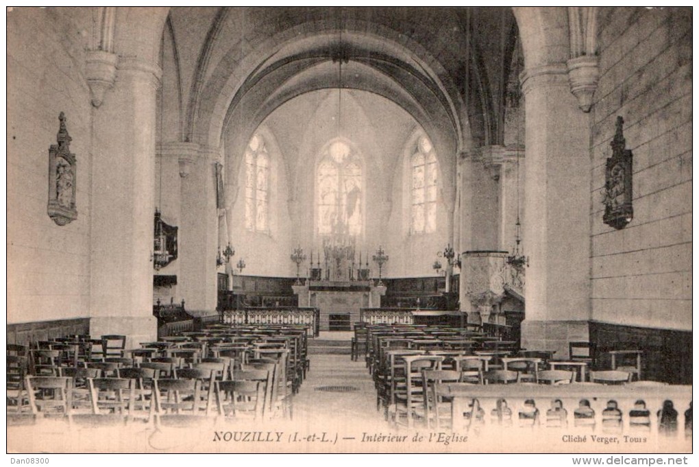 37 NOUZILLY INTERIEUR DE L'EGLISE CIRCULEE 1916 - Autres & Non Classés