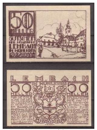 Österreich , Lembach Im Mühlkreis - Notgeld , 50 Heller - Oesterreich