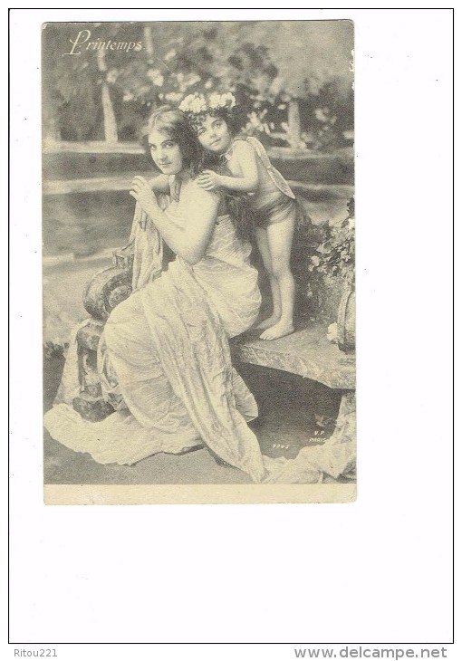 Carte Fantaisie - Femme Et Enfant - PRINTEMPS - V.P. Paris 9045 - Thème Mode Robe épaules Nues - Women