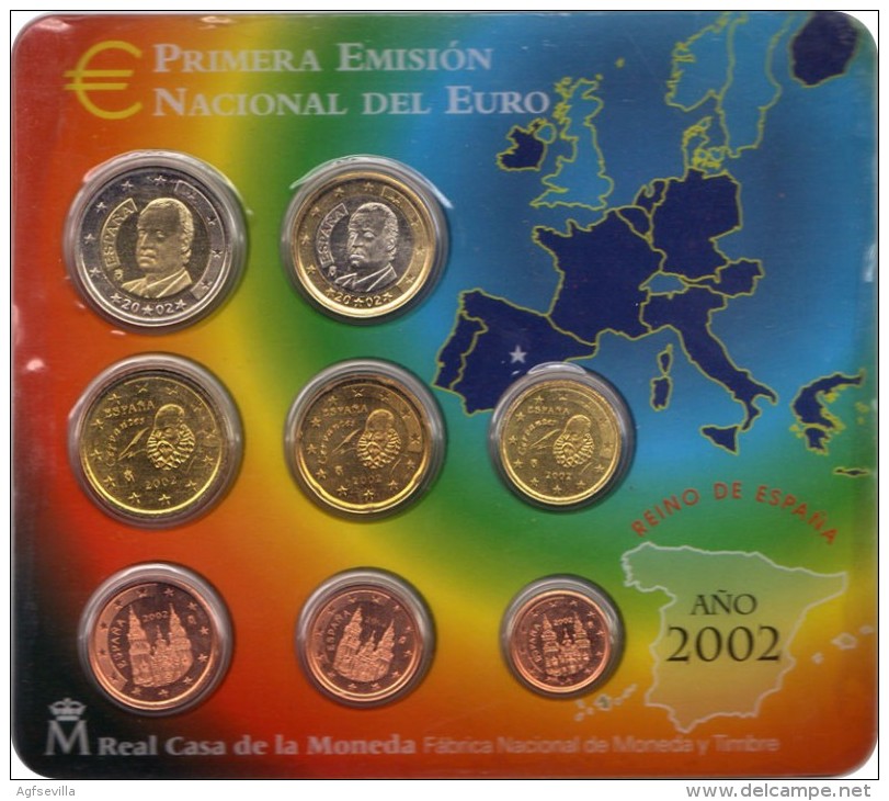 ESPAÑA. JUAN CARLOS I. SET PRIMERA EMISION DEL EURO. 2.002. ESPAGNE. SPAIN - Ongebruikte Sets & Proefsets