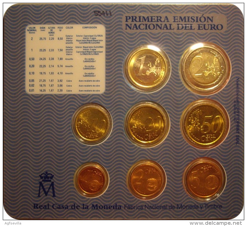 ESPAÑA. JUAN CARLOS I. SET PRIMERA EMISION DEL EURO. 2.002. ESPAGNE. SPAIN - Mint Sets & Proof Sets