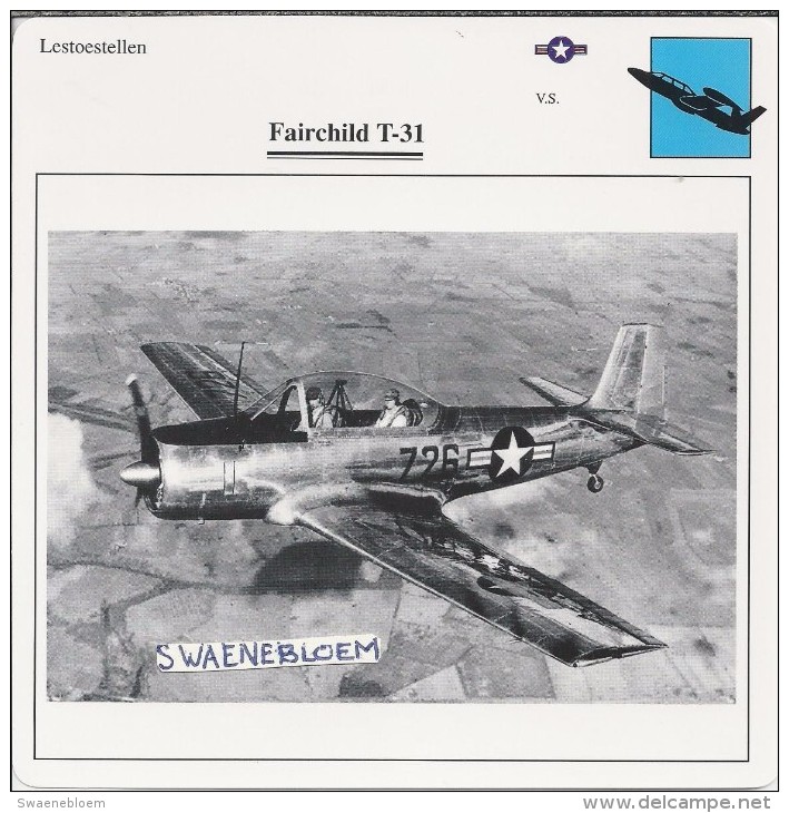 Vliegtuigen.- Lesvliegtuig. Lestoestel. Fairchild T-31 - 2 Scans - Andere & Zonder Classificatie