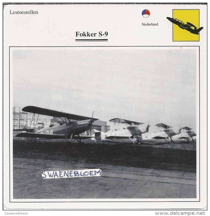 Vliegtuigen.- Lesvliegtuig. Lestoestel. Fokker S-9 - 2 Scans - Andere & Zonder Classificatie