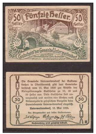 Österreich , Unterweitersdorf - Notgeld , 50 Heller - Oesterreich