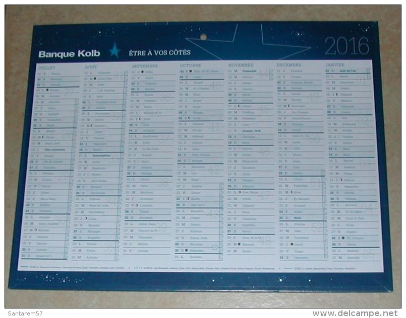 Calendrier 2016 Calendar Type BANQUE KOLB FRANCE - Grand Format : 2001-...