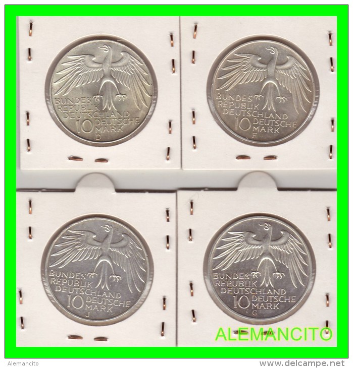 ALEMANIA  4 MONEDAS  PLATA S/C 10DM MUNICH 1972 - Conmemorativas