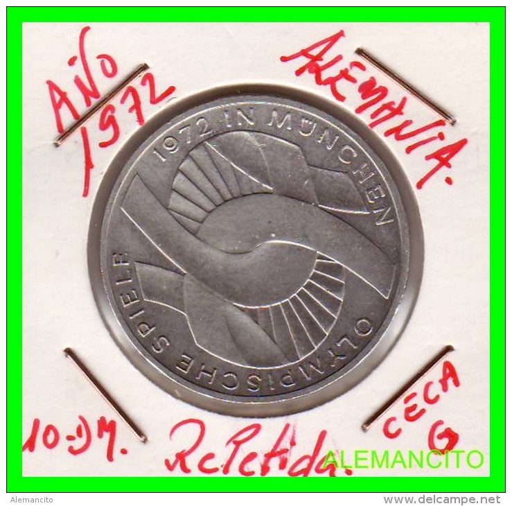 ALEMANIA   MONEDA  PLATA S/C 10DM MUNICH 1972 - Conmemorativas