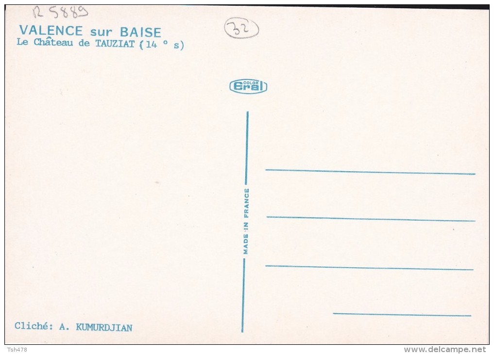 32---VALENCE SUR BAISE---Château De Tauziat---voir 2 Scans - Autres & Non Classés