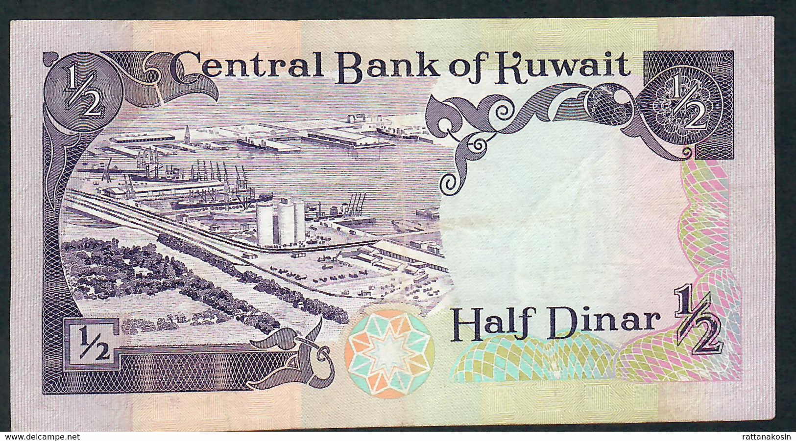 KUWAIT  P12d  1/2  DINAR  1968 #BC/30 Signature 5  VF+ - Kuwait