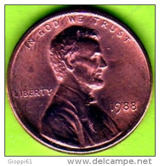 1988 Stati Uniti - 1 Cent. (circolato) - 1959-…: Lincoln, Memorial Reverse