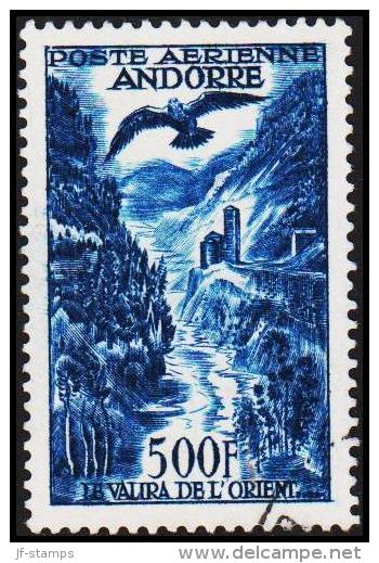 1957. 500 F. POSTE AERIENNE ANDORRA.  (Michel: 160) - JF193023 - Usados