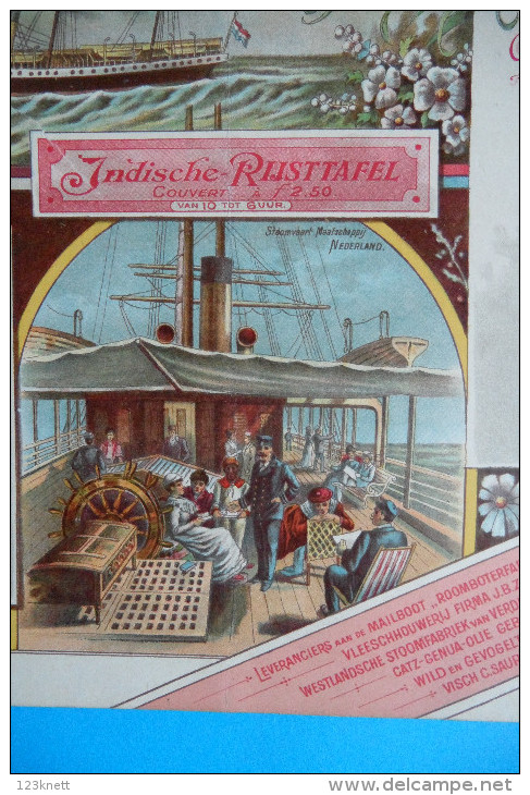 Speisekarte vom " Mailboot - Prins Hendrik " , Wereld Tentoonstelling Amsterdam, 1895