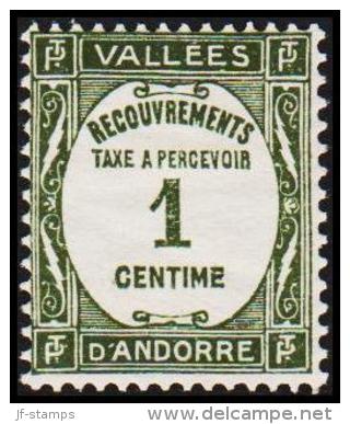 1931. TAXE A PERCEVOIR 1 CENTIME. VALLES D' ANDORRE.  (Michel: P 16) - JF193036 - Unused Stamps