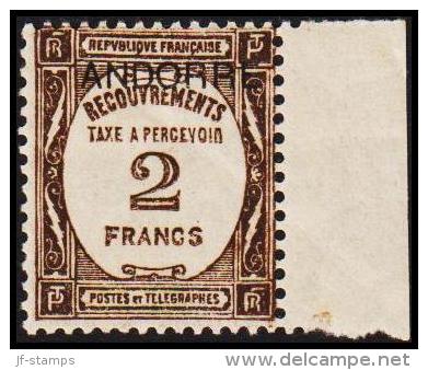 1932. TAXE A PERCEVOIR 2 FRANCS. ANDORRE.  (Michel: P 15) - JF193035 - Ungebraucht