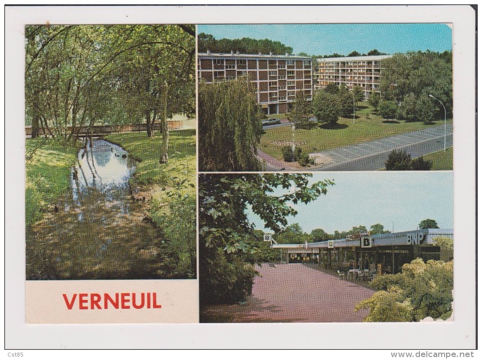 Lot De 3 CPM - VERNEUIL SUR SEINE - Multivues - Coteaux Place De L'Eglise Grande Rue Jardins Ruisseau Centre Commercial - Verneuil Sur Seine