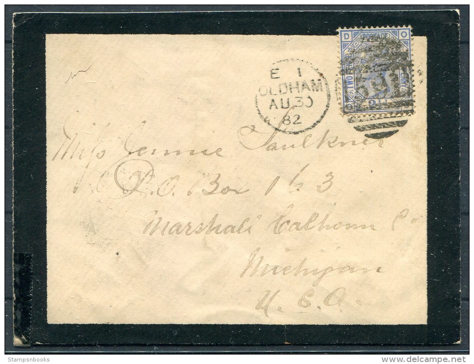 1882 GB Oldham Duplex Mourning Cover - Michigan, USA - Lettres & Documents