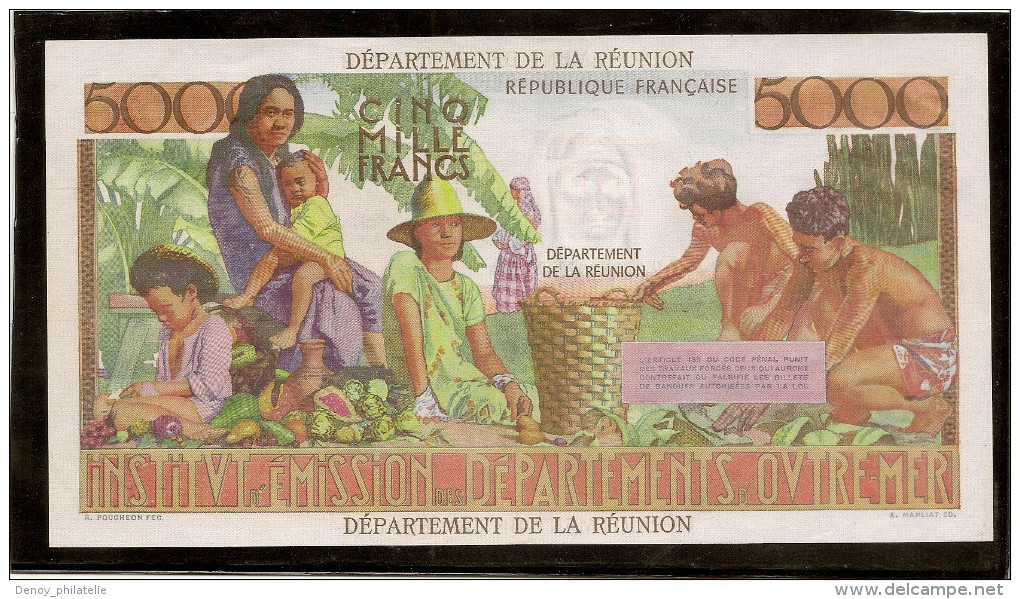 Billet Réunion P56 100 Nouveaux Francs Sur 5000francs (schoeler)RRR - Réunion