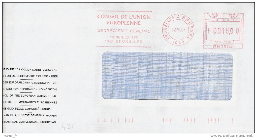 EMA BELGIQUE BELGIE CONSEIL COMMUNAUTE UNION EUROPEENNE EUROPEAN COMMUNITIES BRUXELLES 1994 SECRETARIAT GENERAL - European Community