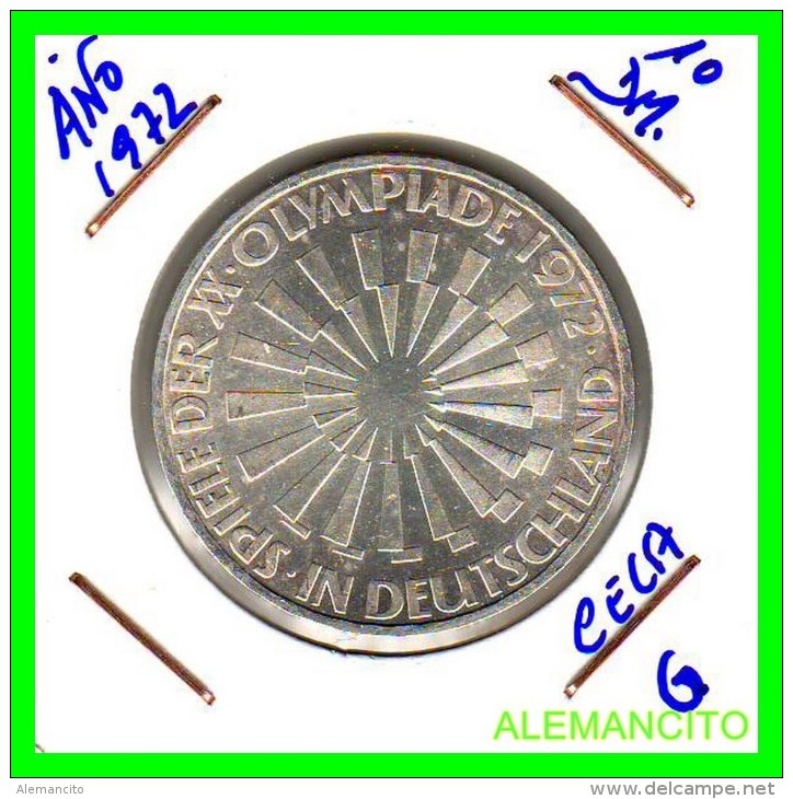 ALEMANIA   MONEDA  PLATA S/C 10 DM  OLIMPIADE  1972- DEUTSCHLAND - Conmemorativas