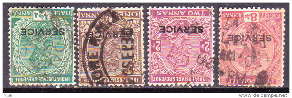 INDIA 1926-31 SG #O110w//115w Selection Of 4 Used Official Stamps Wmk Mult Star Inverted - 1911-35 King George V