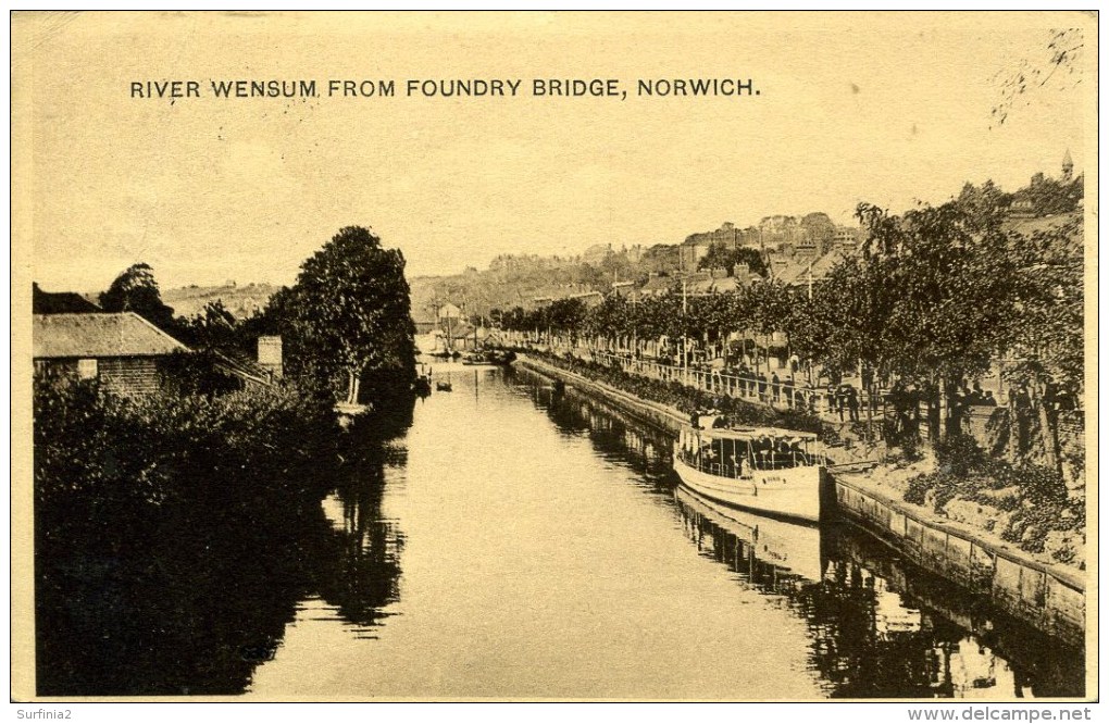 NORFOLK - NORWICH - RIVER WENSUM FROM FOUNDRY BRIDGE 1910  Nf614 - Norwich