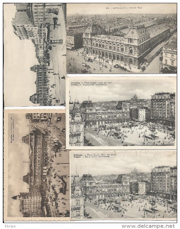 Bruxelles Lot De 5 Cp De La Gare Du Nord - Lotes Y Colecciones