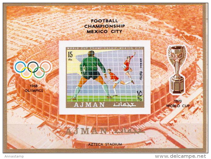 Ajman MNH Football Imperforated SS - 1970 – Mexico