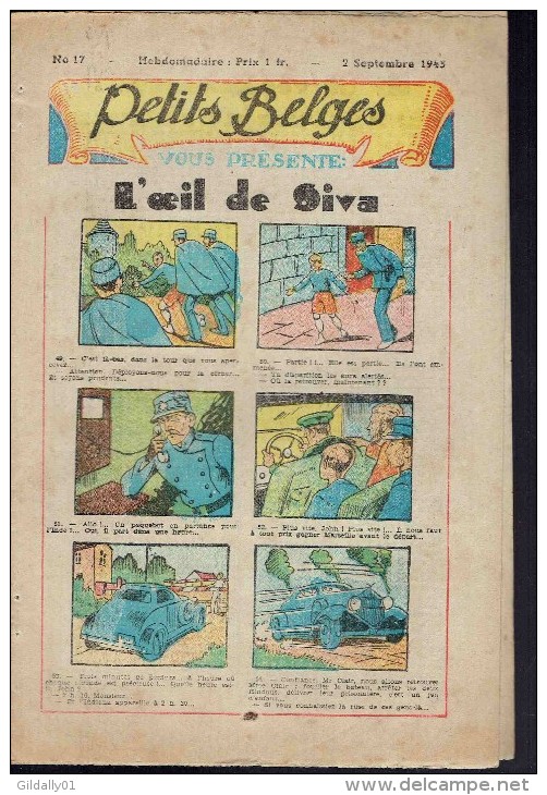 Hebdo.  PETITS BELGES.    N°17     2 Septembre 1945.   (BD-L´oeil De Siva) - Andere & Zonder Classificatie