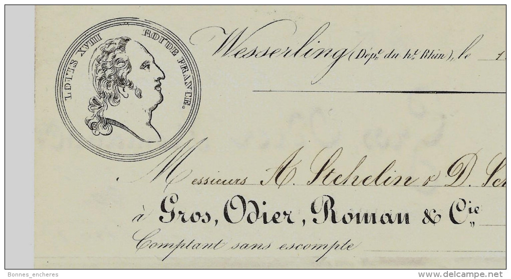 RARE 1855 ENTETE GROS ODIER ROMAN  TISSAGE  COTON à WESSERLING Pour MM.STEHELIN & SCHOENAUER à THANN T.B.E. V.SCANS+HIST - 1800 – 1899