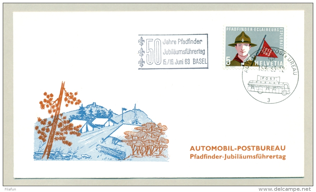 Schweiz - 1963 -  50 Years Scouting On Cover Automobil Postbureau - Jamboree - Briefe U. Dokumente