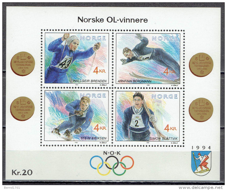 Norwegen / Norway - Mi-Nr Block 17 Postfrisch / MNH ** (K1060) - Invierno 1994: Lillehammer