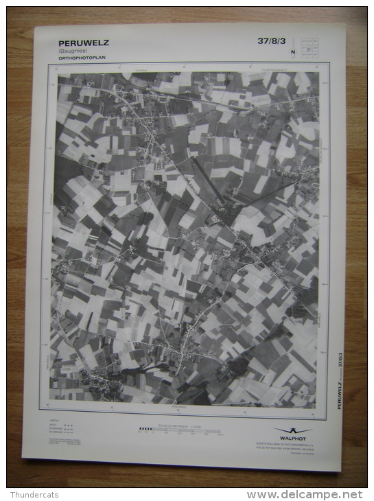 GRAND PHOTO VUE AERIENNE 66 Cm X 48 Cm De 1979  PERUWELZ BAUGNIES - Cartes Topographiques